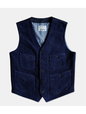 Annual Ring 1920s Indigo Corduroy Work Vest Navy Color Size L